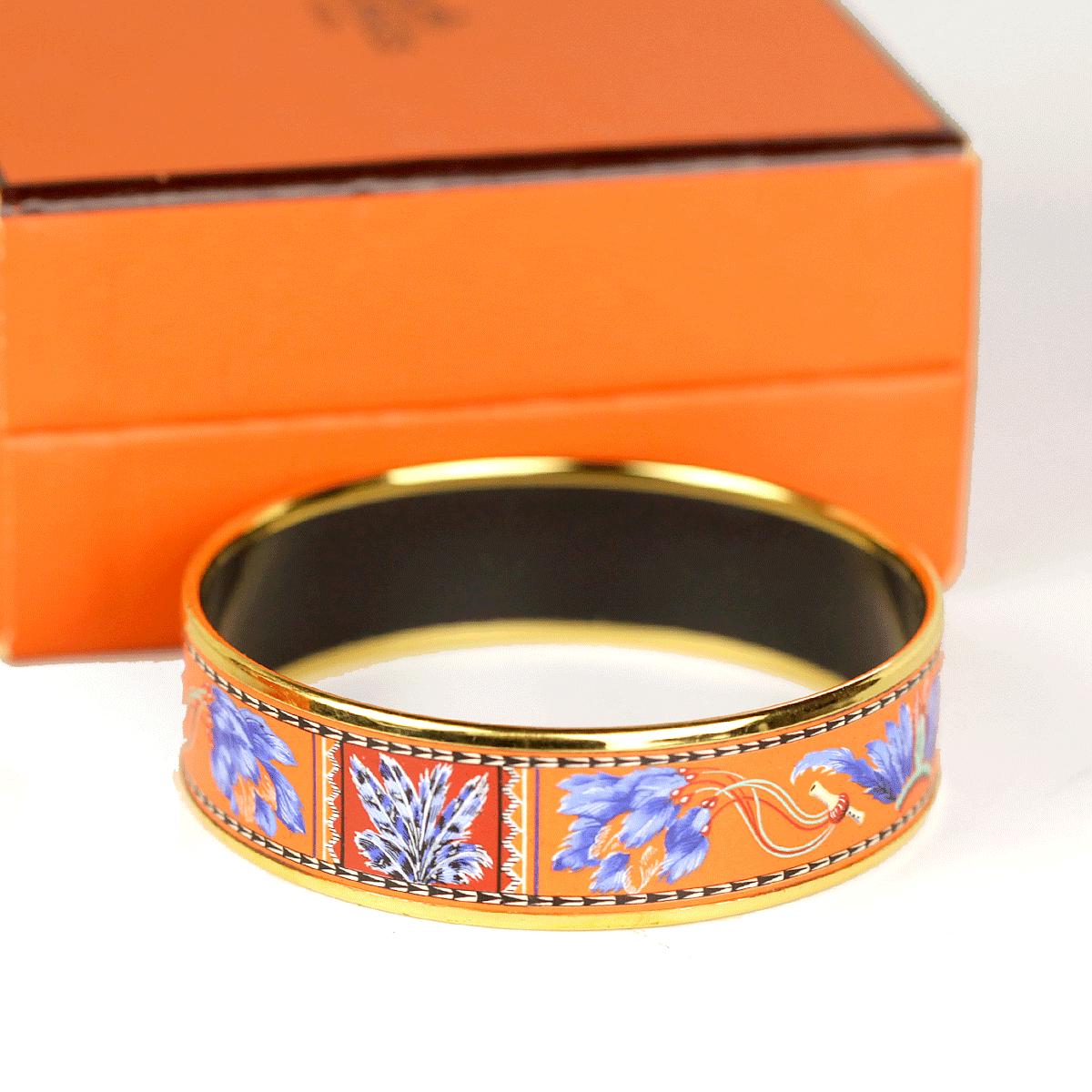 Hermes Bracelet 65 Wide Gold Enamel Brazil | Bangle GHW