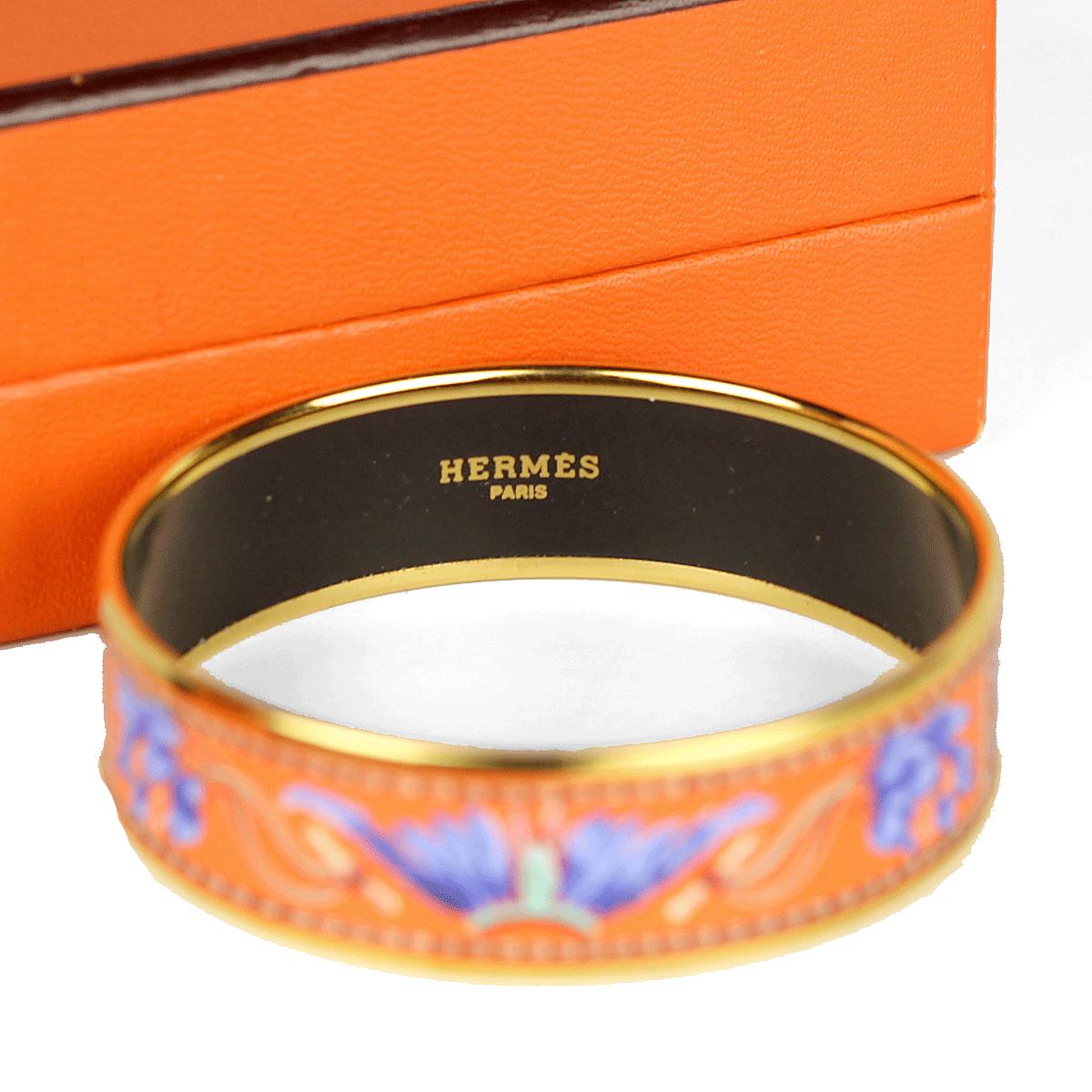 Hermes Bracelet 65 Wide Gold Enamel Brazil | Bangle GHW