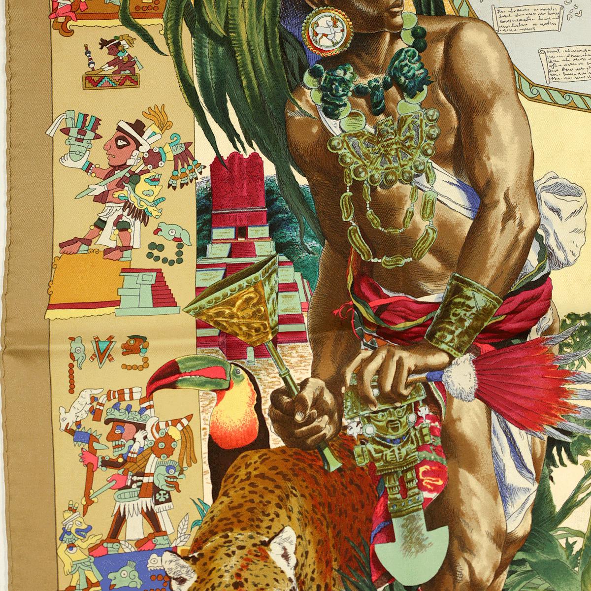 Hermes Scarf "Les Ameriques" by Kermit Oliver 90cm Silk