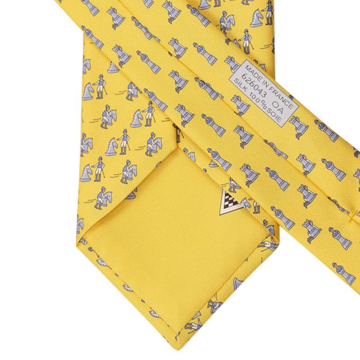 Hermes Men's Silk Tie Whimsical Chess Pieces Pattern 626043 | Necktie Cravate