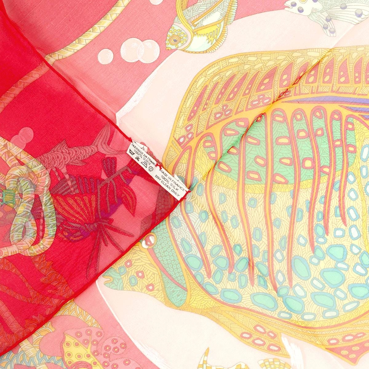 Hermes Scarf Mousseline "Grands Fonds" by Annie Faivre 90cm Silk | Carre Foulard Chiffon