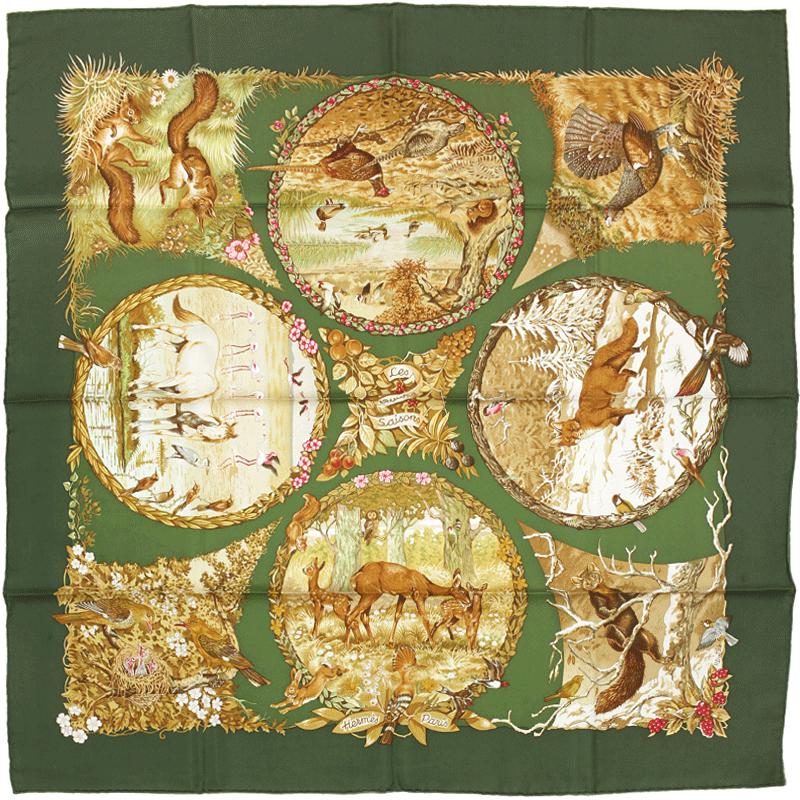 Hermes Scarf "Les Quatre Saisons" by Robert Dallet 90cm Silk | Carre Foulard