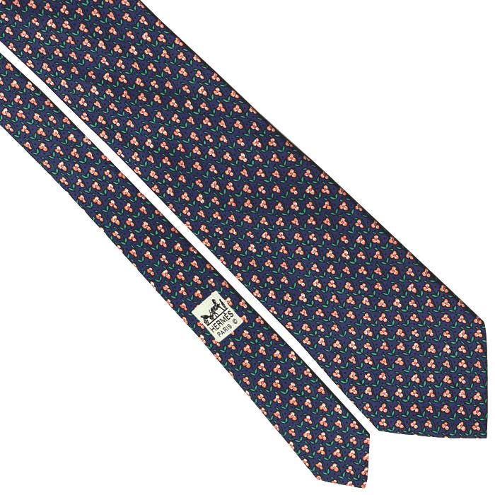 Hermes Men's Silk Tie Floral Pattern 7845