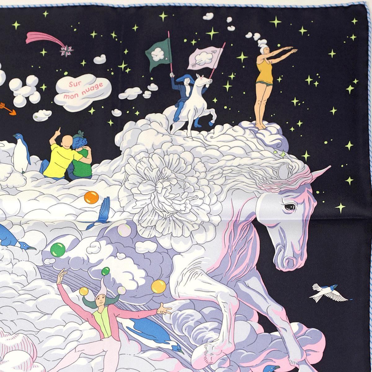 Hermes Scarf "Sur Mon Nuage" by Dimitri Rybaltchenko 90cm Silk | Foulard Carre