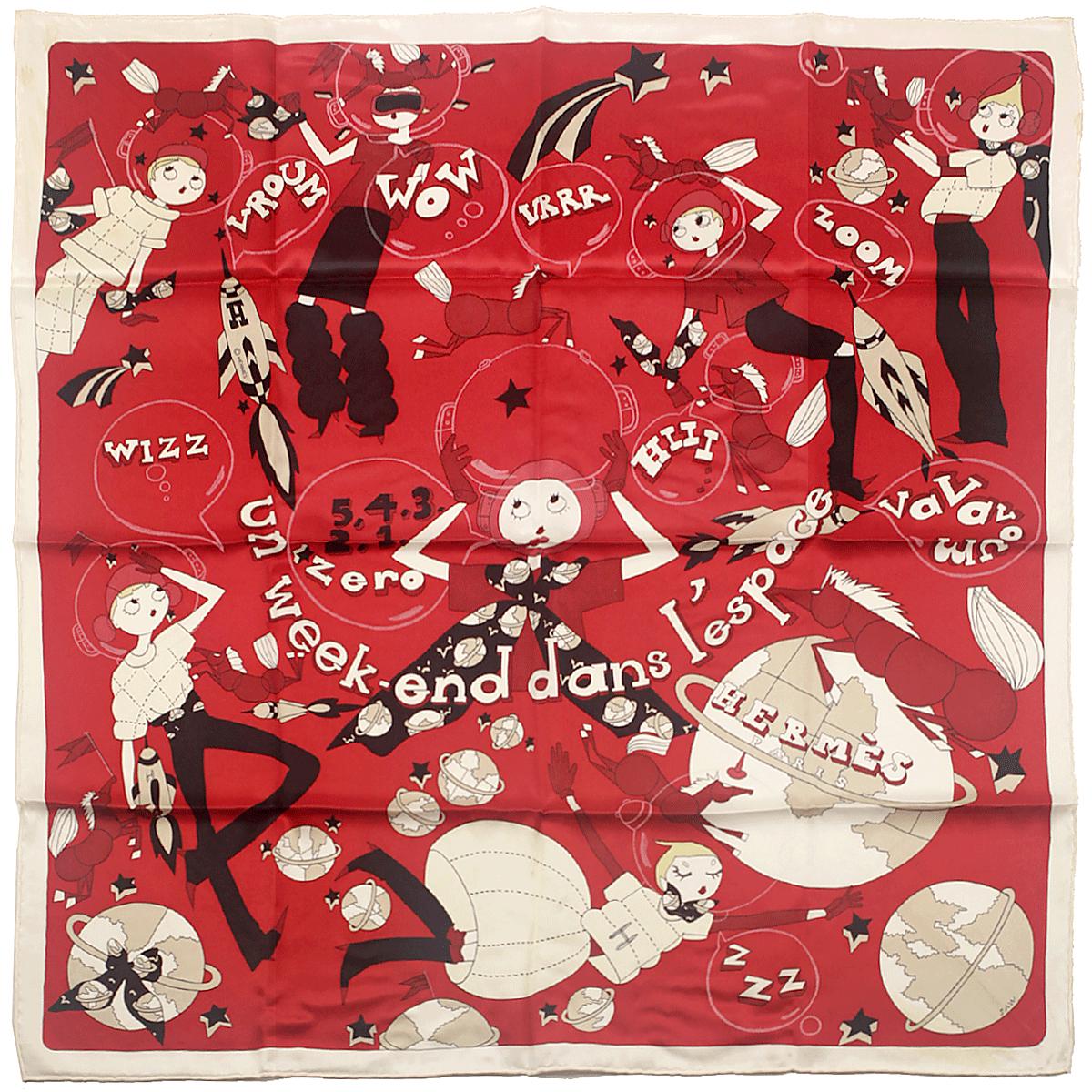 Hermes Scarf "Un Weekend Dans L'Espace" by Saw Keng 70cm Silk