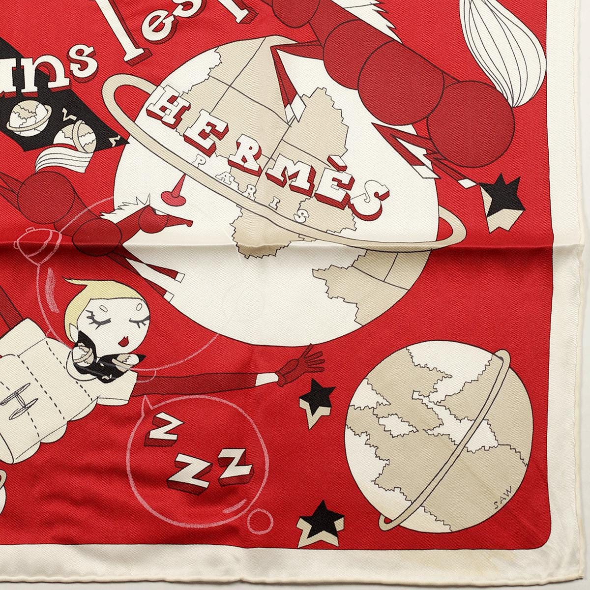 Hermes Scarf "Un Weekend Dans L'Espace" by Saw Keng 70cm Silk