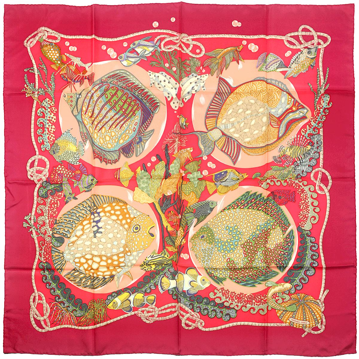 Hermes Scarf "Grands Fonds" by Annie Faivre 90cm Silk | Carre Foulard