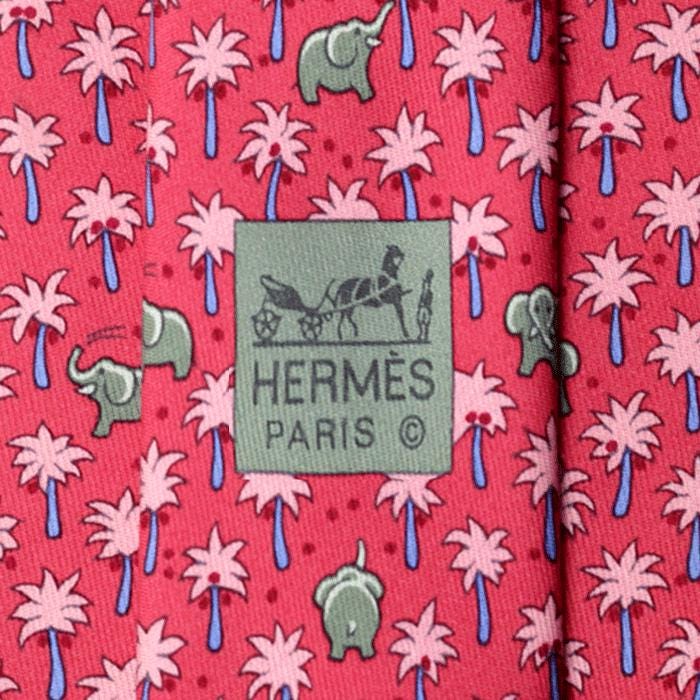 Hermes Men's Silk Tie Whimsical Elephants Pattern 5248 | Necktie Cravate