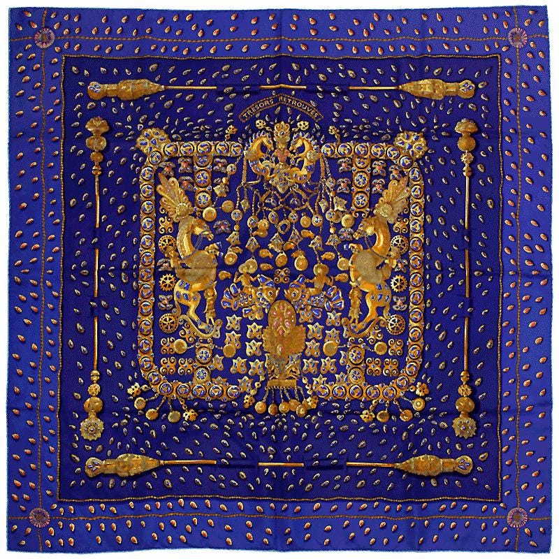 Hermes Scarf "Tresors Retrouves" by Annie Faivre 90cm Silk | Carre Foulard