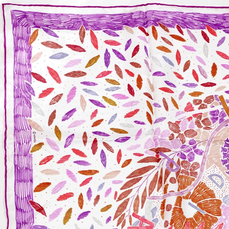 Hermes Scarf "Chacun Fait Son Nid" by Nigel Peake 90cm Silk | Carre Foulard