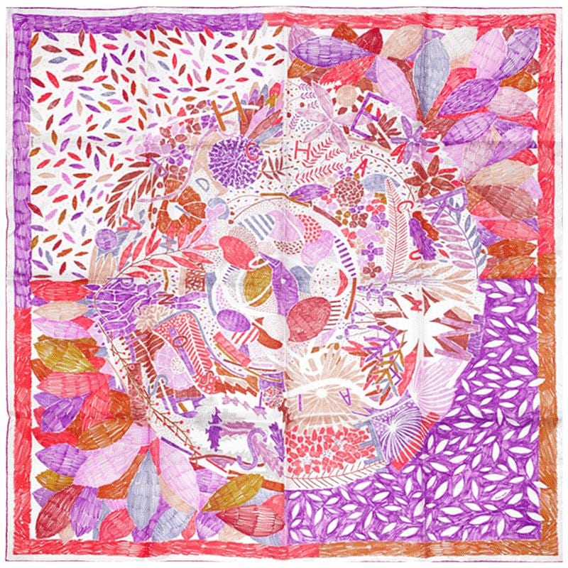 Hermes Scarf "Chacun Fait Son Nid" by Nigel Peake 90cm Silk | Carre Foulard