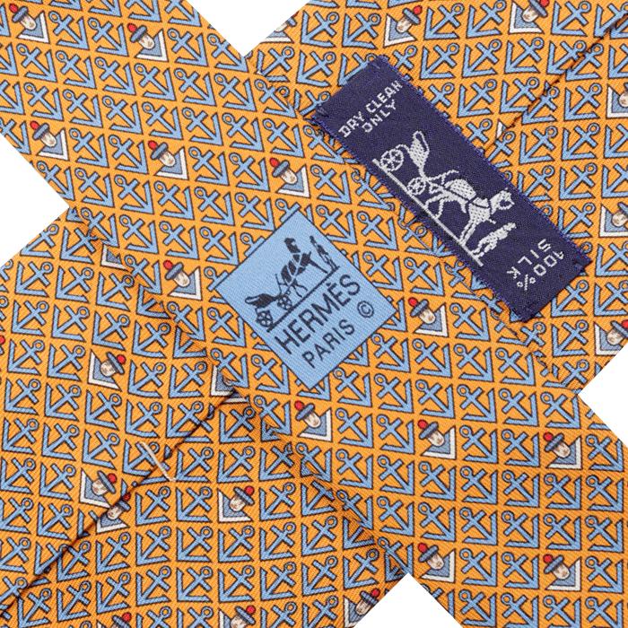 Hermes Men's Silk Tie Whimsical Sailors Pattern 5444 | Necktie Cravate