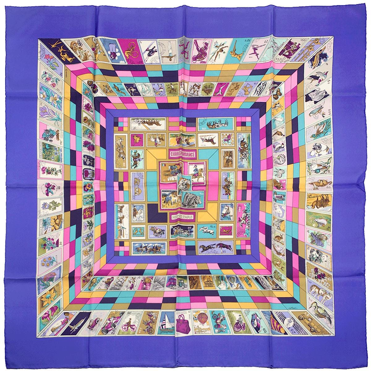 Hermes Scarf "Correspondance" by Caty Latham 90cm Silk | Carre Foulard