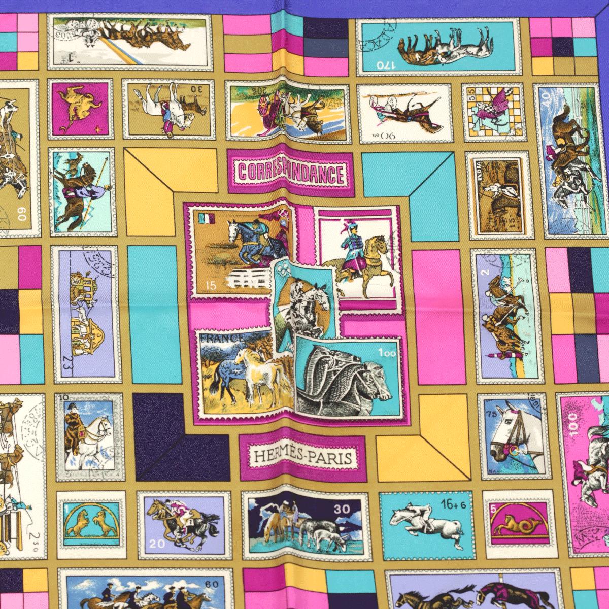 Hermes Scarf "Correspondance" by Caty Latham 90cm Silk | Carre Foulard