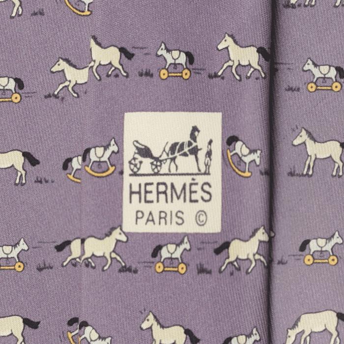 Hermes Men's Silk Tie Whimsical Toy Horses Pattern 7894 | Necktie Cravate