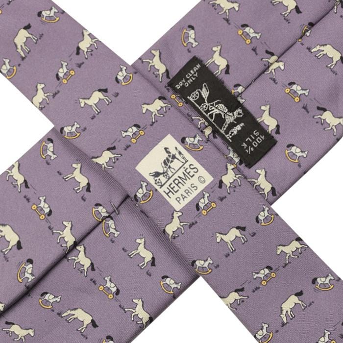 Hermes Men's Silk Tie Whimsical Toy Horses Pattern 7894 | Necktie Cravate