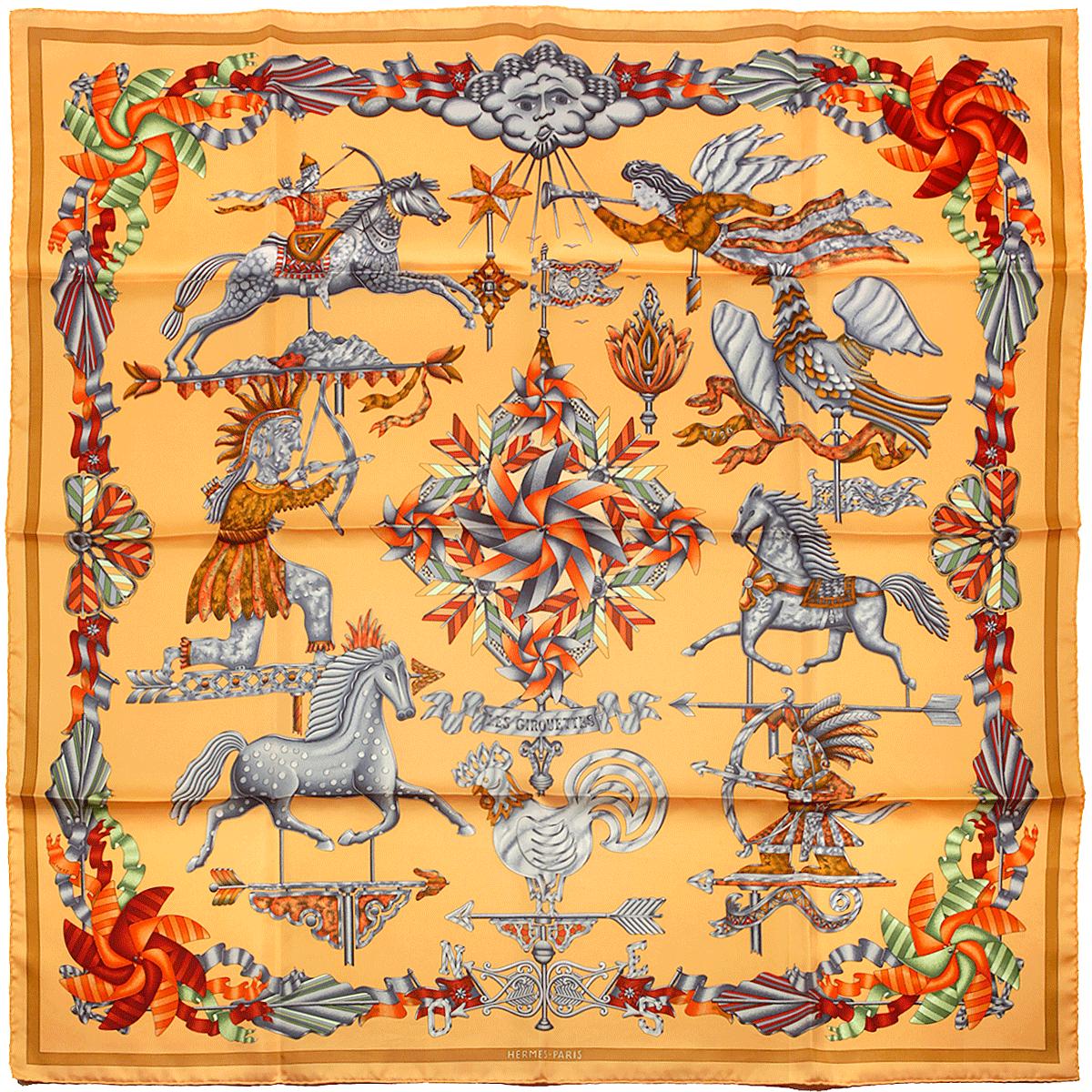 Hermes Scarf "Les Girouettes" by Joachim Metz 90cm Silk | Carre Foulard