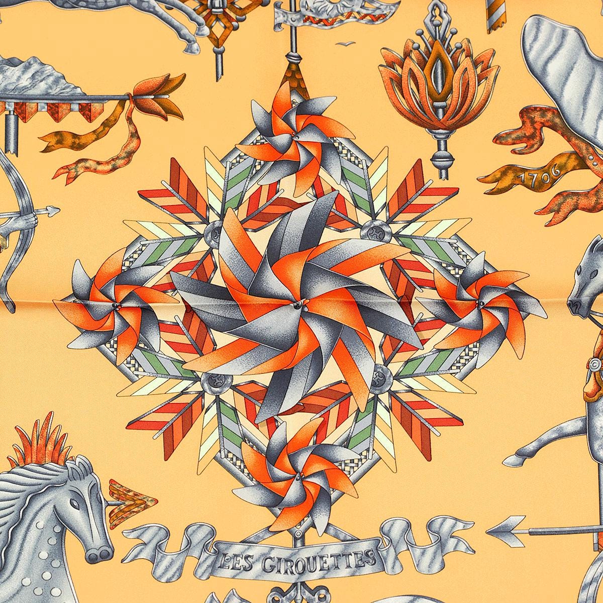 Hermes Scarf "Les Girouettes" by Joachim Metz 90cm Silk | Carre Foulard