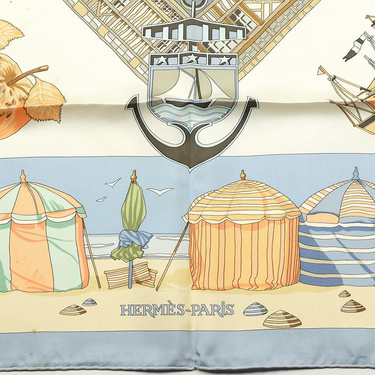 Hermes Scarf "Charmes des Plages Normandes" by Loic Dubigeon Vintage 90cm Silk | Carre Foulard