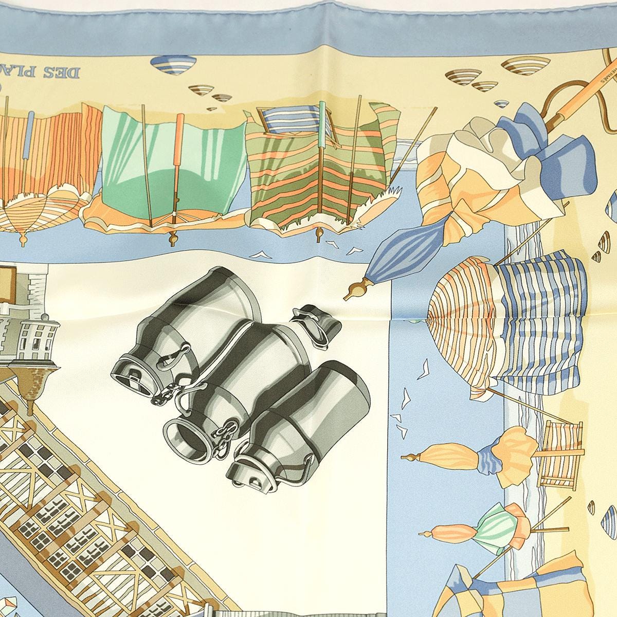 Hermes Scarf "Charmes des Plages Normandes" by Loic Dubigeon Vintage 90cm Silk | Carre Foulard