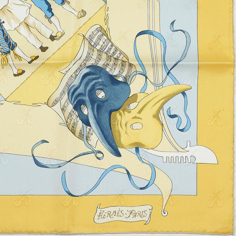 Hermes Scarf Jacquard "Le Carnaval de Venise" by Hubert de Watrigant 90cm Silk | Carre Foulard