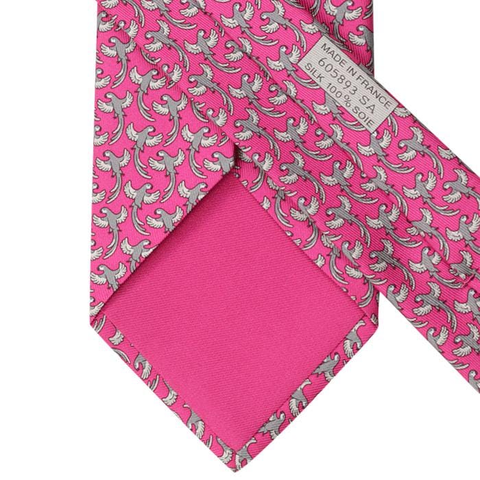 Hermes Men's Silk Tie Whimsical Parrots Pattern 605893 | Necktie Cravate