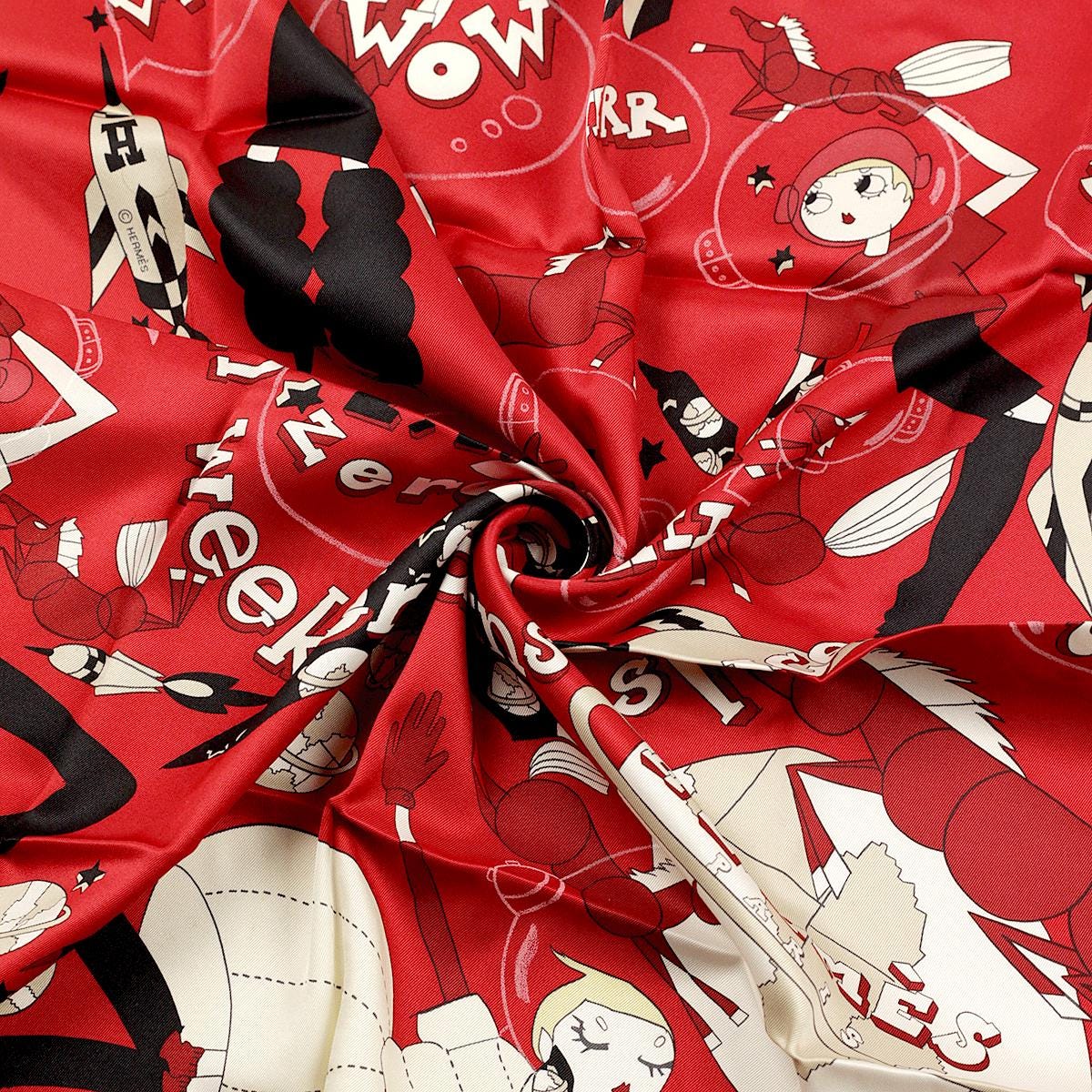 Hermes Scarf "Un Weekend Dans L'Espace" by Saw Keng 70cm Silk