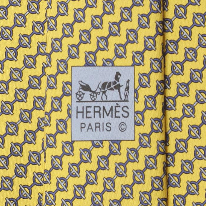 Hermes Men's Silk Tie Equestrian Geometric Pattern 605778 | Necktie Cravate