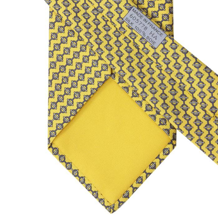 Hermes Men's Silk Tie Equestrian Geometric Pattern 605778 | Necktie Cravate