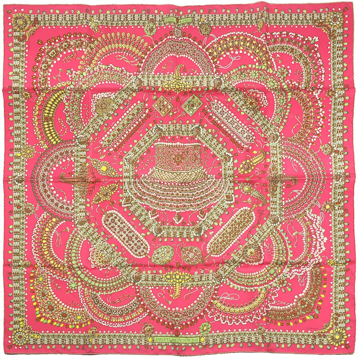 Hermes Scarf "Parures des Maharajas" by Catherine Baschet 90cm Silk