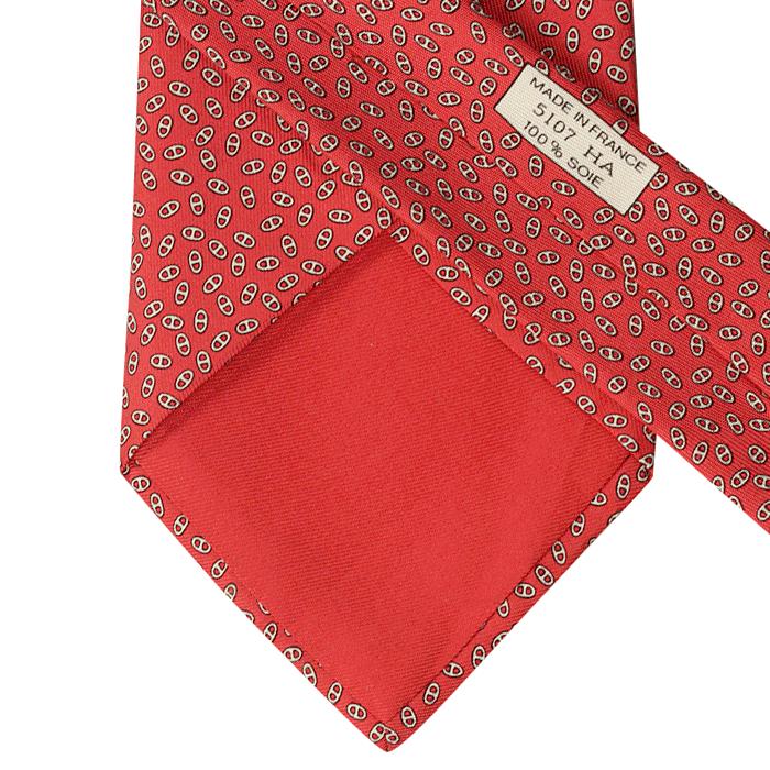 Hermes Men's Silk Tie Geometric Chaine d'Ancre Pattern 5107 | Necktie Cravate