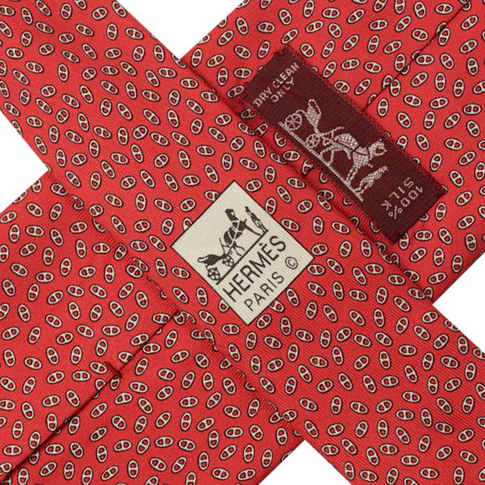 Hermes Men's Silk Tie Geometric Chaine d'Ancre Pattern 5107