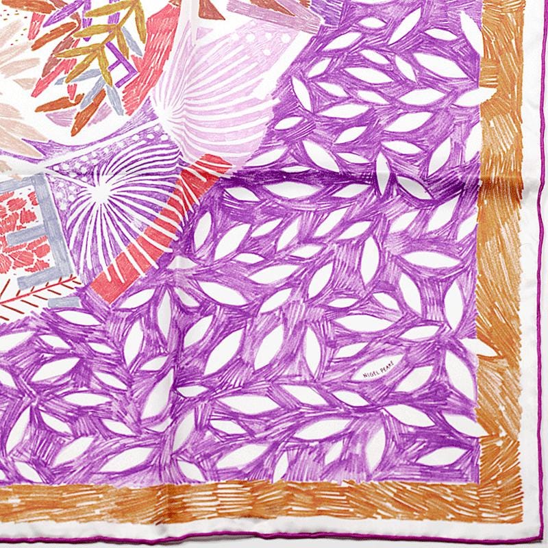 Hermes Scarf "Chacun Fait Son Nid" by Nigel Peake 90cm Silk | Carre Foulard