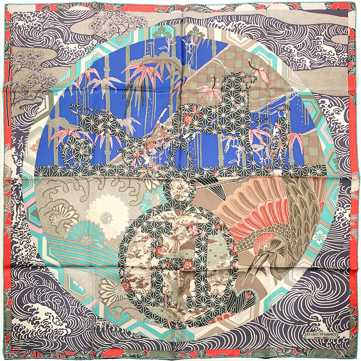 Hermes Scarf "Ex-Libris en Kimonos" by Anamorphee 90cm Silk | Foulard Carre