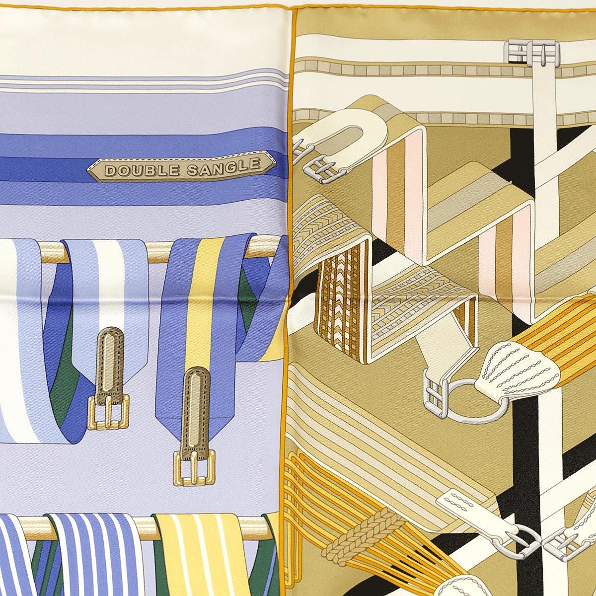 Hermes Scarf "Double Sangle" by Virginie Jamin and Joachim Metz 90cm Silk | Foulard Carre