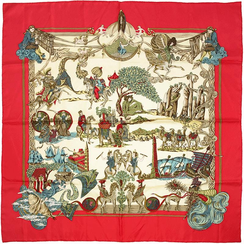 Hermes Scarf "Au Fil de la Soie" by Annie Faivre 90cm Silk | Carre Foulard