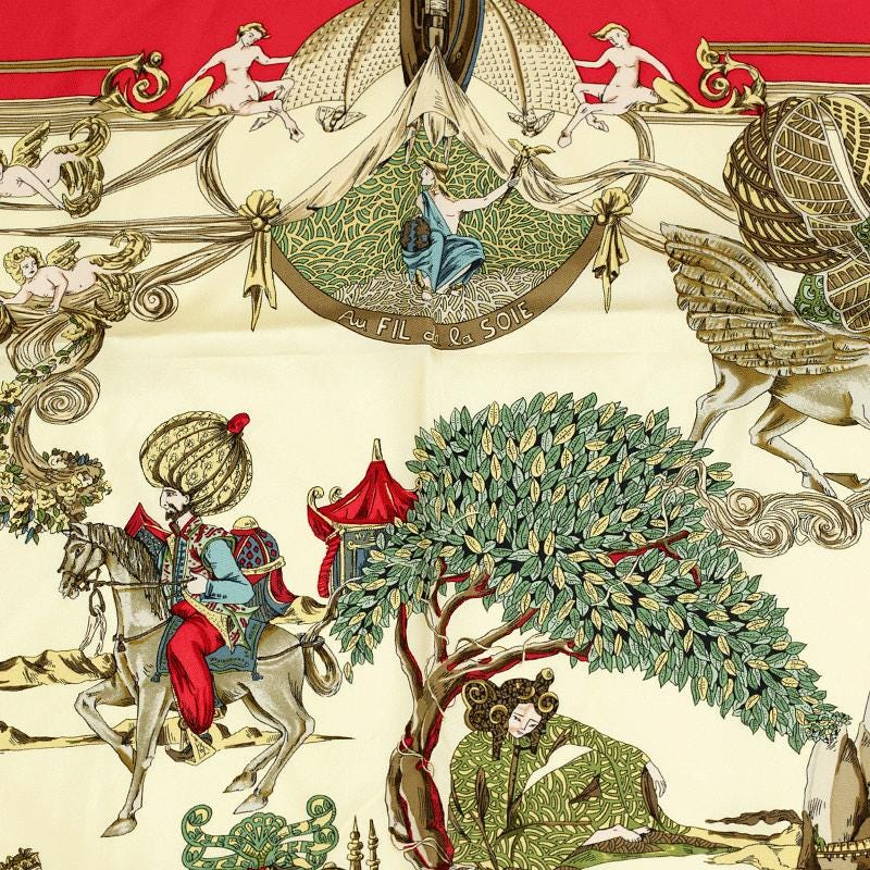 Hermes Scarf "Au Fil de la Soie" by Annie Faivre 90cm Silk | Carre Foulard