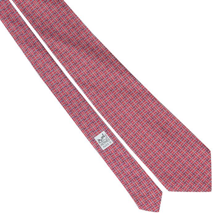 Hermes Men's Silk Tie H Geometric Pattern 5249 | Necktie Cravate