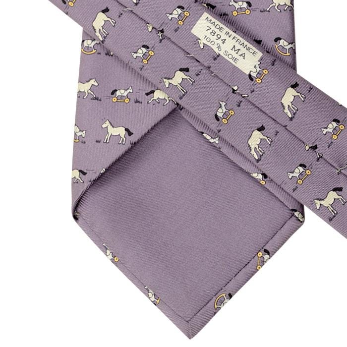 Hermes Men's Silk Tie Whimsical Toy Horses Pattern 7894 | Necktie Cravate