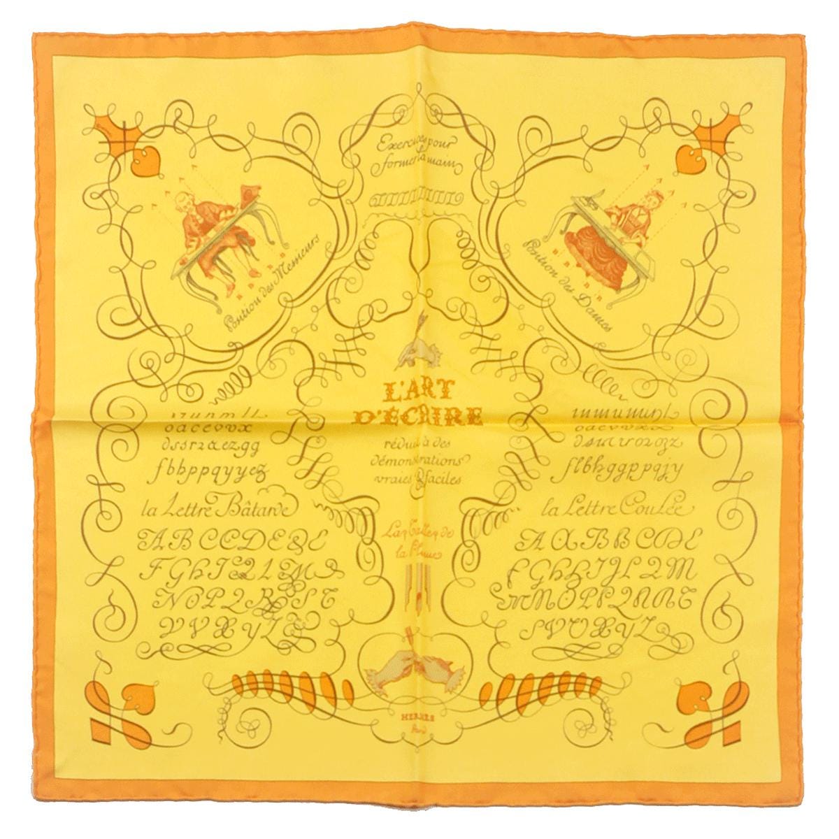 Hermes Scarf 45cm "Art d'Ecrire" by Maurice Tranchant Silk Gavroche