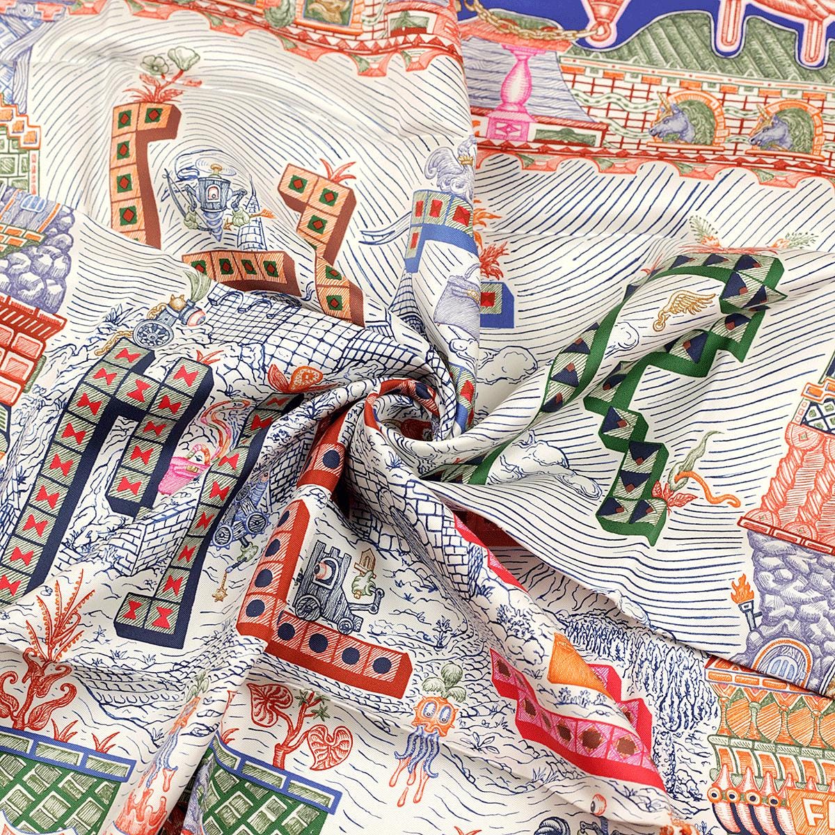 Hermes Scarf "Super Silk Quest" by Elias Kafouros 90cm Silk | Carre Foulard
