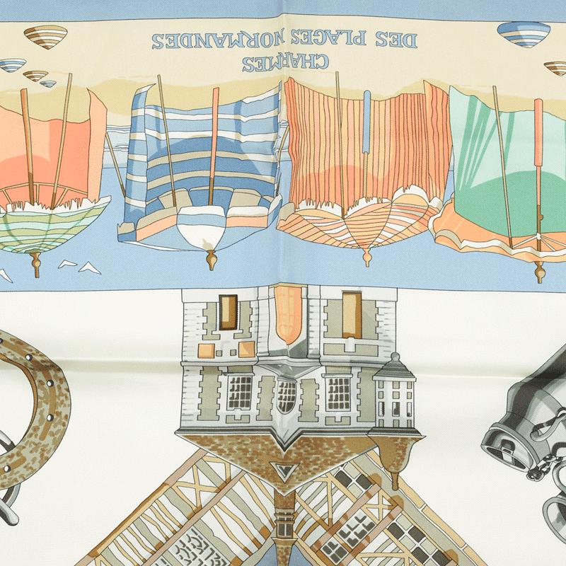 Hermes Scarf "Charmes des Plages Normandes" by Loic Dubigeon Vintage 90cm Silk | Carre Foulard