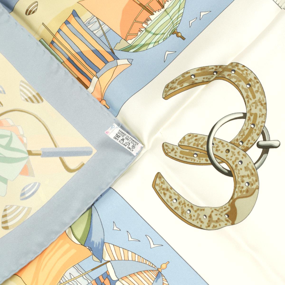 Hermes Scarf "Charmes des Plages Normandes" by Loic Dubigeon Vintage 90cm Silk | Carre Foulard