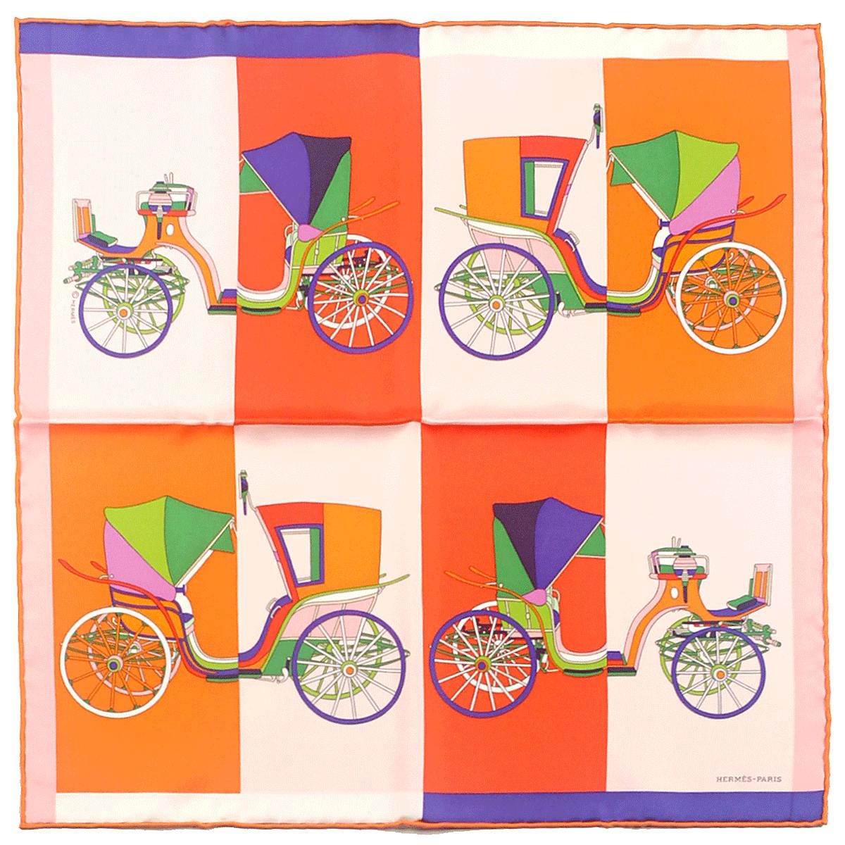 Hermes Scarf 45cm "Voitures Exquises" by Jan Bajtlik Silk Gavroche