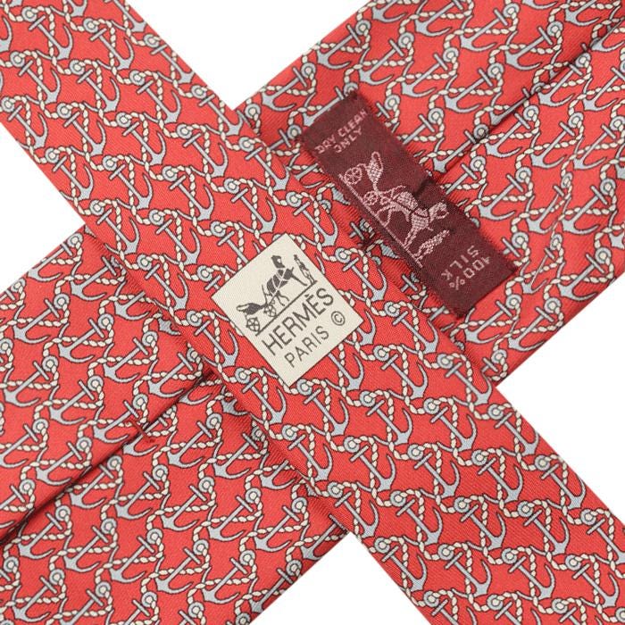 Hermes Men's Silk Tie Anchors Pattern 5621 | Necktie Cravate