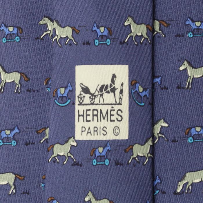 Hermes Men's Silk Tie Whimsical Toy Horses Pattern 7894 | Necktie Cravate