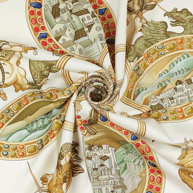 Hermes Scarf "Le Triomphe du Paladin" by Julia Abadie 90cm Silk | Carre