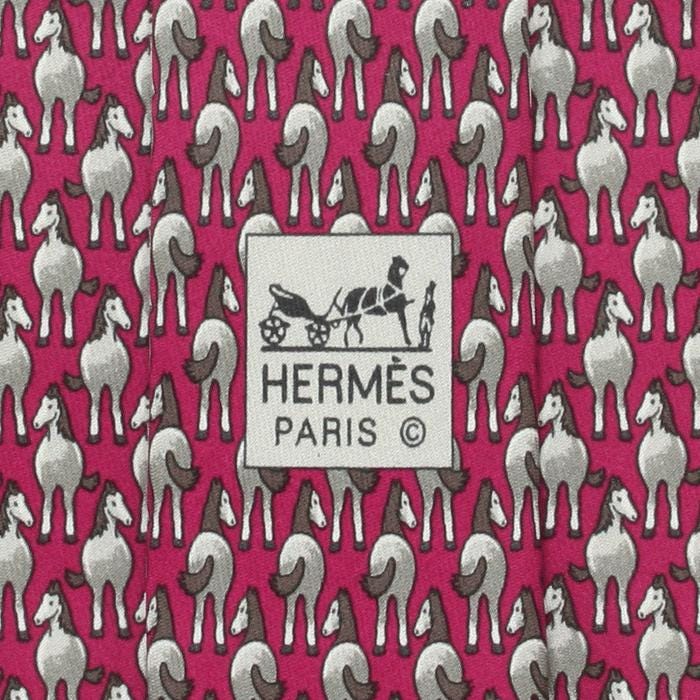 Hermes Men's Silk Tie Whimsical Horses Pattern 5414 | Necktie Cravate