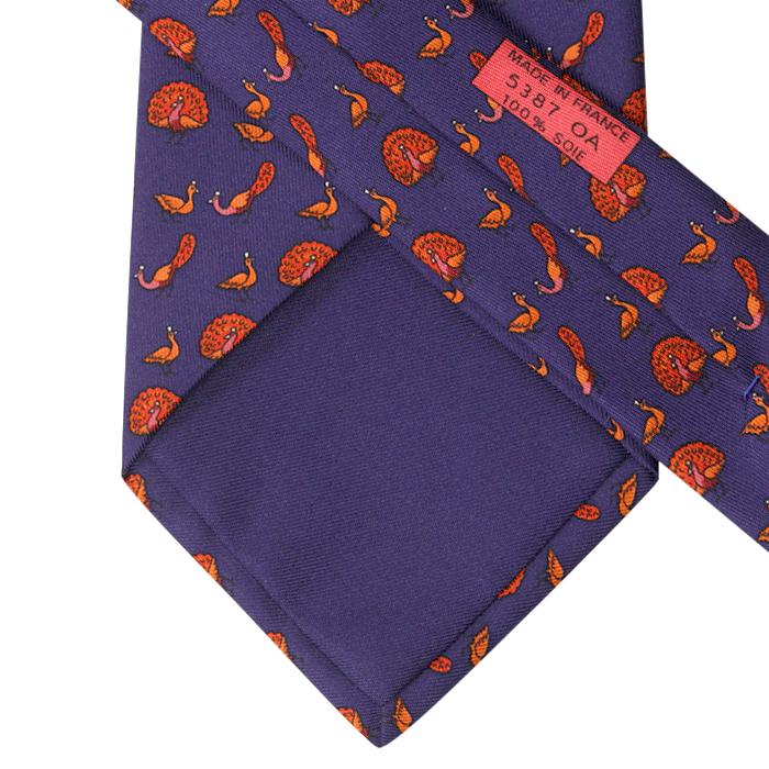 Hermes Men's Silk Tie Whimsical Peacocks Pattern 5387 | Necktie Cravate