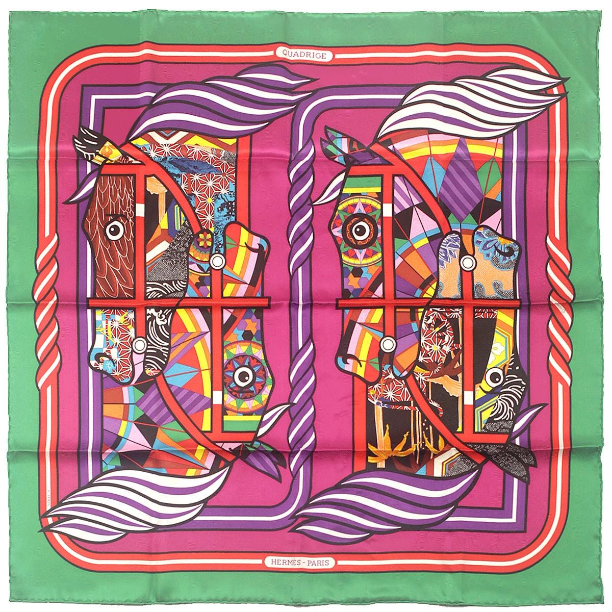 HERMES スカーフ QUADRIGE シルク100% Hermes Scarf 70cm 